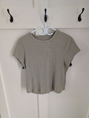 American Eagle Outfitters Ribbed Crop Top - Taupe